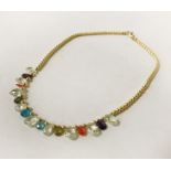 GILT STERLING SILVER MIXED GEMSTONE NECKLACE