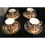 SET OF FOUR ROYAL CROWN DERBY COFFEE CANS & SAUCERS