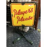 ''PLAYERS PLEASE'' DOUBLE SIDED PAVEMENT SIGN (2 ENAMEL SIGNS)