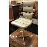 1950'S / 60'S CHAIR IN IRON WITH FAUX LEATHER COVER - GREAT & UNUSUAL RETRO PIECE