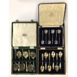 THREE HM SILVER BOXED TEASPOON SETS