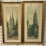 PAIR OF WATERCOLOURS ''BAYEAUX'' & ''AIX EN PROVENCE'' - SIGNED PAUL BRADDON