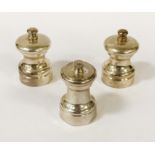 THREE HM SILVER SALT & PEPPER POTS