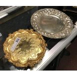 TWO SILVER PLATE SALVERS