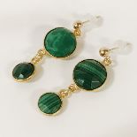 9CT GOLD & MALACHITE STUDS