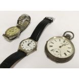 HM SILVER POCKET WATCH & TWO VARIOUS WATCHES