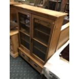 PINE GLASS FRONTED CABINET