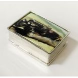 SILVER & ENAMEL CAR STAMP BOX