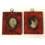 PAIR RED PORTRAIT MINIATURES