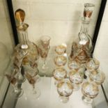 TWO BOHEMIAN GLASS DECANTER SETS