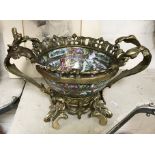 ORIENTAL BRASS & CERAMIC BOWL