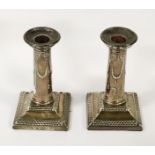 PAIR OF FILLED HM SILVER COLUMN CANDLESTICKS