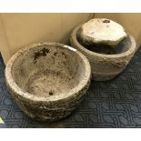 TWO GARDEN BOWLS & STAND