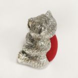 SILVER TEDDY BEAR PIN CUSHION