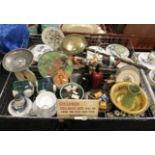 TWO TRAYS OF BRIC A BRAC INCL. DOULTON,LIMOGES & METALWARE