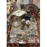 QTY SILVER PLATE, FLATWARE ETC