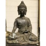 LARGE BRONZE SEATED BUDDHIST FIGURE