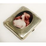 HM SILVER & ENAMELLED CIGARETTE CASE