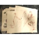 FOLIO OF PETER COLLINS (1923-2001) WATERCOLOURS & DRAWINGS SIGNED & DATED X 10