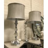 PAIR OF CRYSTAL TABLE LAMP & 1 OTHER