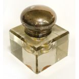 HM SILVER & GLASS INKWELL