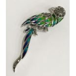 SILVER & ENAMEL BIRD BROOCH