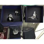 SWAROVSKI CRYSTAL MERMAID ON ROCK WITH SWAROVSKI SHIP & BOXED PANDA BEARS