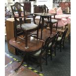 REGENCY STYLE DINING TABLE (2 LEAVES) & 8 CHAIRS