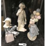 TWO BOXED LLADRO FIGURES & ANOTHER BOXED SPANISH FIGURE