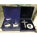 2 SWAROVSKI CRYSTAL BOXED SWAN & CROSS