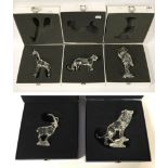 SWAROVSKI LION, LIONESS, GIRAFFE, IBIC & A CRANE - 5 BOXED ITEMS