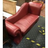 DANISH RED LEATHER CHAISE