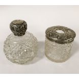 TWO SILVER TOPPED GLASS ITEMS