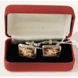 PAIR OF SILVER & ENAMEL CUFFLINKS