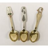 3 X A.MICHELSON DANISH SILVER & ENAMEL SPOONS