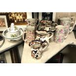 COLLECTION OF MASON JUGS, PORTMEIRION & CHINTZ JUGS