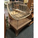 WICKER TABLE & GARDEN SEAT