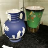 WEDGWOOD WATER JUG & CARLTONWARE VASE