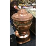 COPPER URN ON STAND