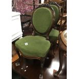 PAIR OF GREEN UPHOLSTERED CHAIRS