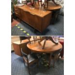 MCINTOSH TABLE, 4 CHAIRS & SIDEBOARD - 2 CHAIRS DAMAGED