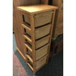 SLIM CABINET WITH WICKER DRAWERS