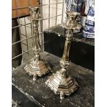 PAIR OF SILVER PLATE CANDLESTICKS