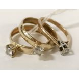 3 9CT GOLD RINGS WITH DIAMONDS