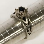 9CT GOLD DIAMOND & SAPPHIRE RING