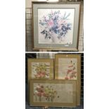 4 FRAMED FLORAL PICTURES