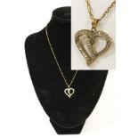 9CT GOLD & DIAMOND HEART PENDANT ON CHAIN