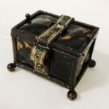 19C CASKET ON BALL FEET WITH ENAMEL