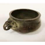 BRONZE CHINESE ELEPHANT HANDLE CENSER