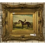 GILT FRAMED PICTURE OF HORSE & JOCKEY